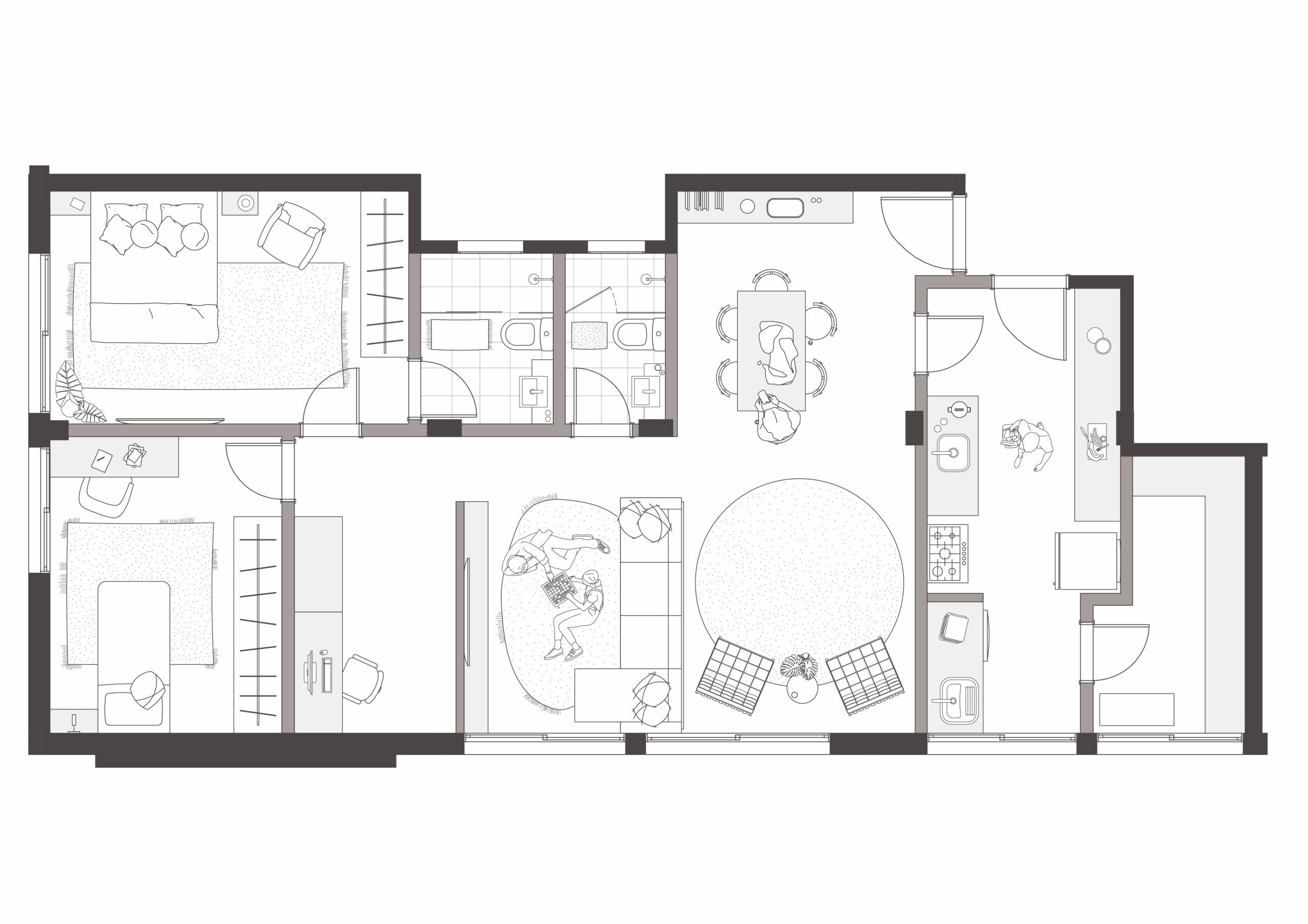 Planta Layout _2dorm_Cinza